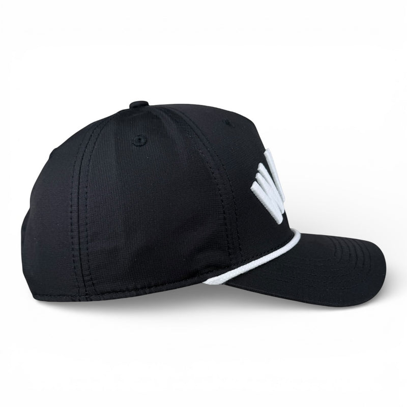 WHBK - Rightside Up Black (White Rope) Hat