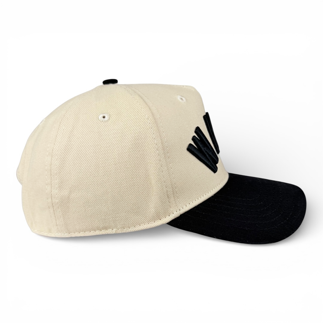 WHBK - Right Side Up Black and Cream Vintage Two Tone Hat